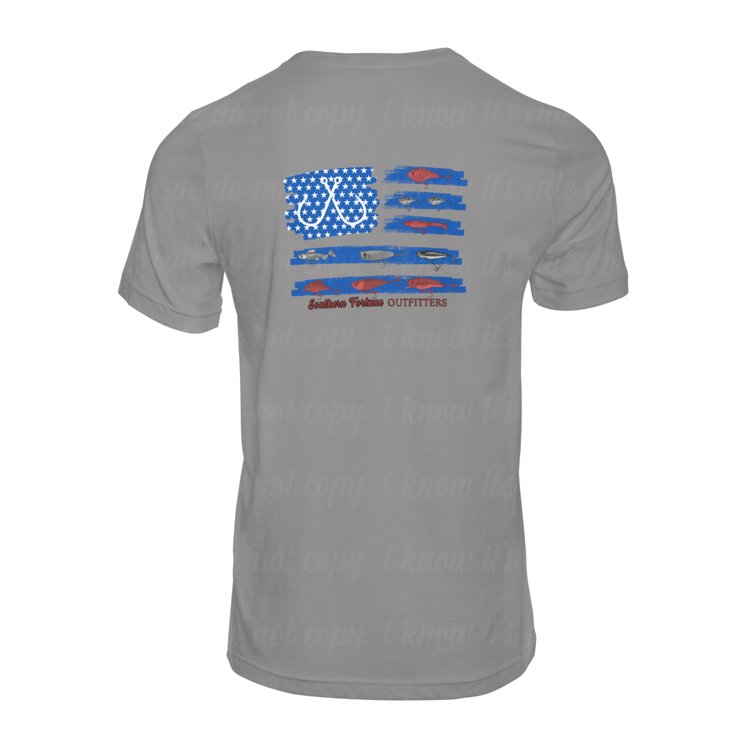 American Flag Fishing Lure T-Shirt